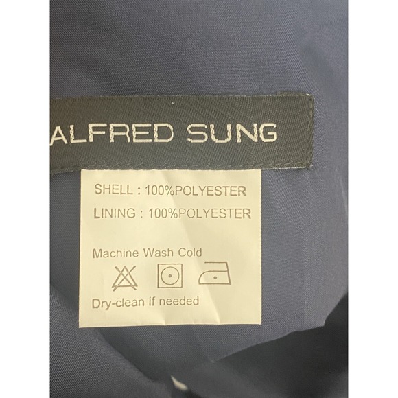 Alfred Sung Maxi Length Spaghetti Strap Mermaid Dress In Midnight Navy Size 10R - Picture 7 of 11